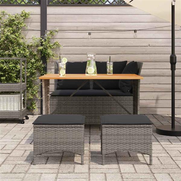 Grote foto vidaxl 4 delige tuinset met kussens poly rattan grijs tuin en terras tuinmeubelen