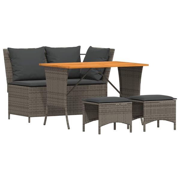 Grote foto vidaxl 4 delige tuinset met kussens poly rattan grijs tuin en terras tuinmeubelen