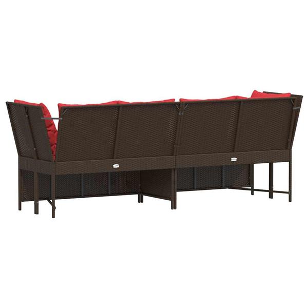 Grote foto vidaxl tuinbank met kussens poly rattan bruin tuin en terras tuinmeubelen