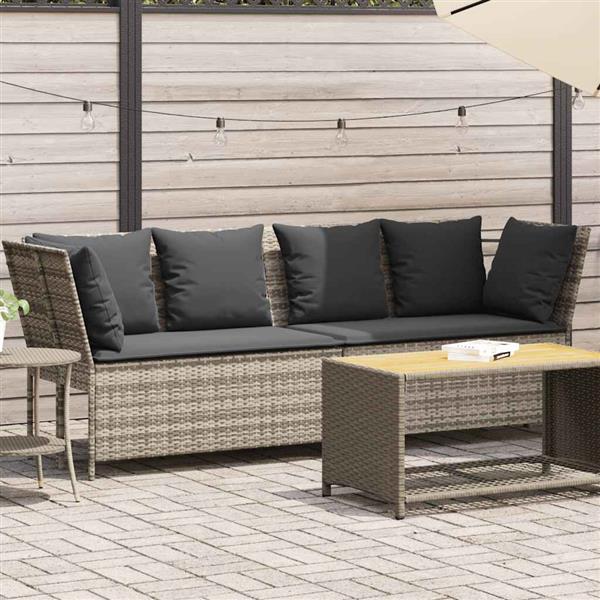 Grote foto vidaxl tuinbank met kussens poly rattan lichtgrijs tuin en terras tuinmeubelen