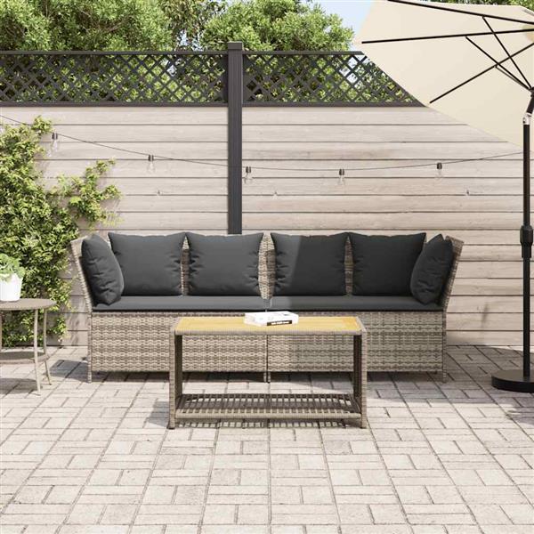 Grote foto vidaxl tuinbank met kussens poly rattan lichtgrijs tuin en terras tuinmeubelen