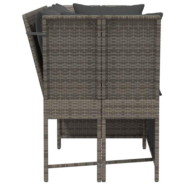 Grote foto vidaxl tuinbank met kussens poly rattan grijs tuin en terras tuinmeubelen