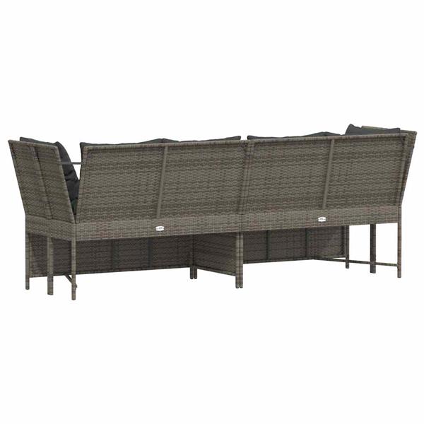 Grote foto vidaxl tuinbank met kussens poly rattan grijs tuin en terras tuinmeubelen