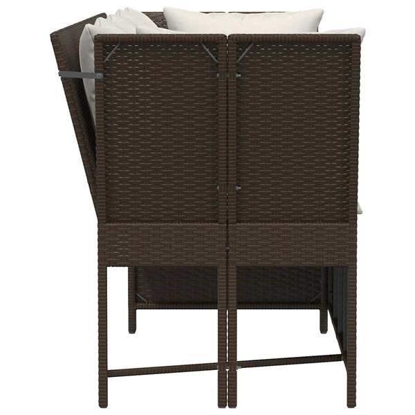 Grote foto vidaxl tuinbank met kussens poly rattan bruin tuin en terras tuinmeubelen