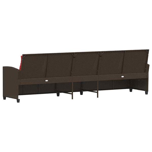 Grote foto vidaxl tuinbank 5 zits met kussens poly rattan bruin tuin en terras tuinmeubelen