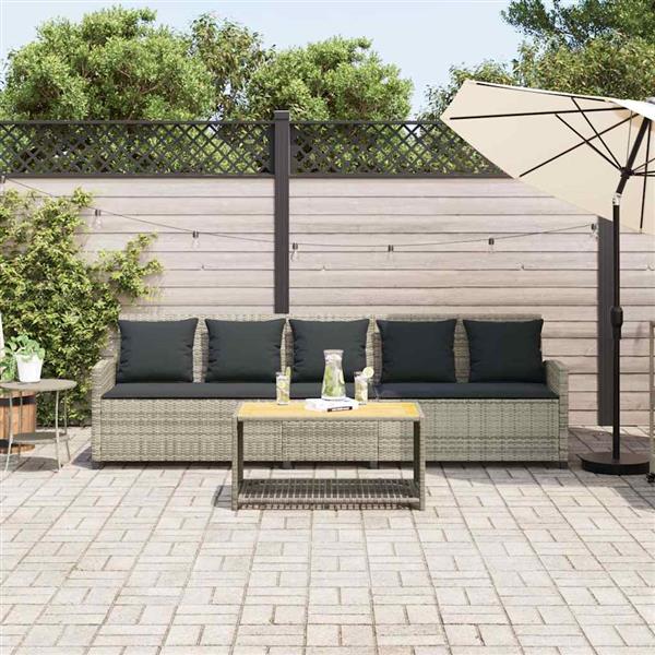 Grote foto vidaxl tuinbank 5 zits met kussens poly rattan lichtgrijs tuin en terras tuinmeubelen