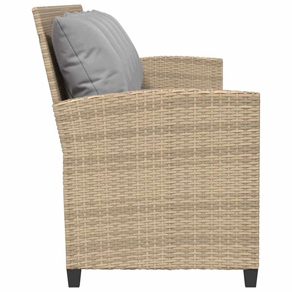 Grote foto vidaxl tuinbank 5 zits met kussens poly rattan beige tuin en terras tuinmeubelen