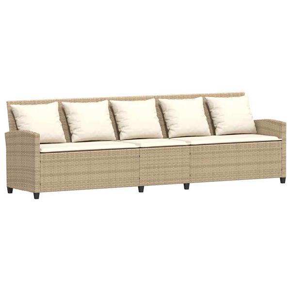 Grote foto vidaxl tuinbank 5 zits met kussens poly rattan beige tuin en terras tuinmeubelen