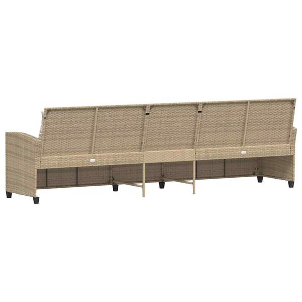 Grote foto vidaxl tuinbank 5 zits met kussens poly rattan beige tuin en terras tuinmeubelen