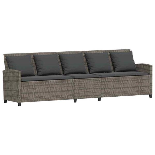 Grote foto vidaxl tuinbank 5 zits met kussens poly rattan grijs tuin en terras tuinmeubelen