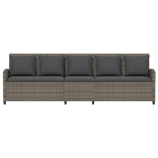 Grote foto vidaxl tuinbank 5 zits met kussens poly rattan grijs tuin en terras tuinmeubelen