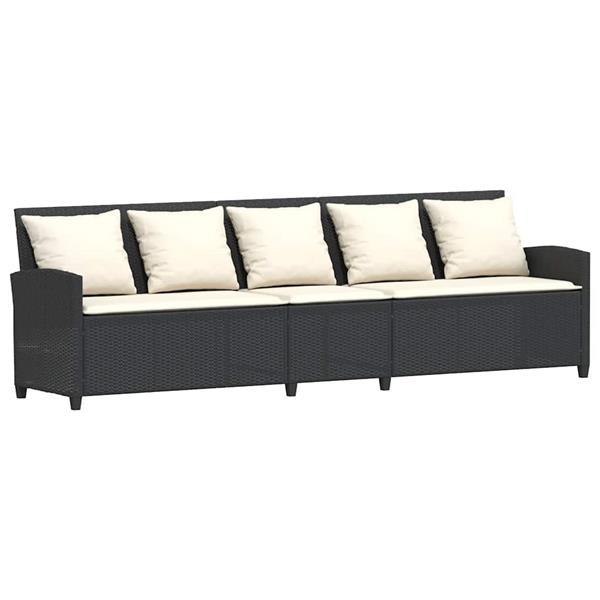 Grote foto vidaxl tuinbank 5 zits met kussens poly rattan zwart tuin en terras tuinmeubelen