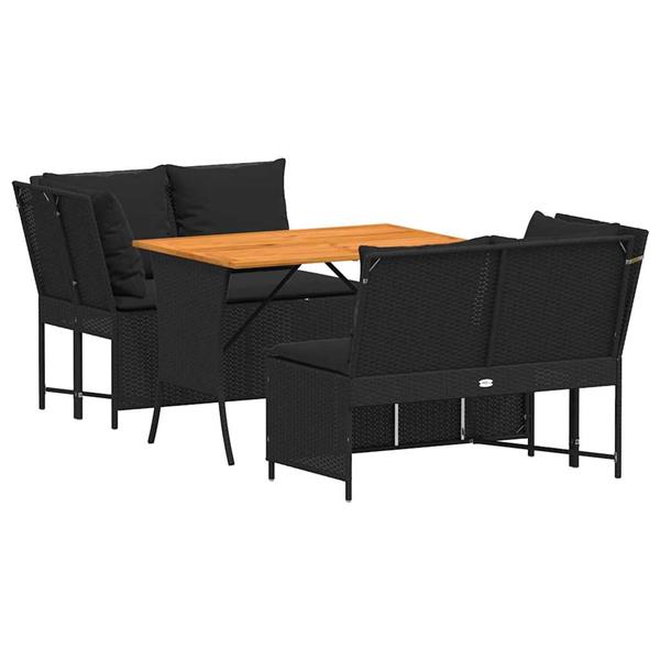 Grote foto vidaxl 3 delige loungeset met kussens poly rattan zwart tuin en terras tuinmeubelen