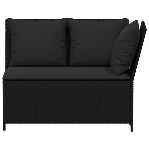 Grote foto vidaxl 3 delige loungeset met kussens poly rattan zwart tuin en terras tuinmeubelen