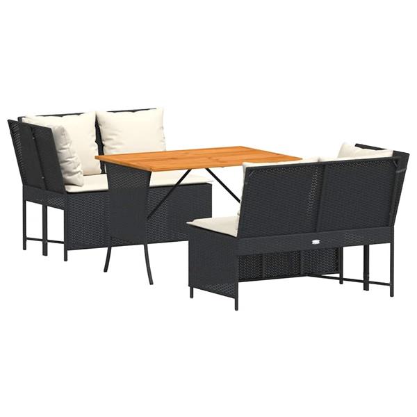 Grote foto vidaxl 3 delige loungeset met kussens poly rattan zwart tuin en terras tuinmeubelen