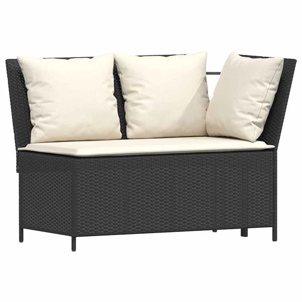 Grote foto vidaxl 3 delige loungeset met kussens poly rattan zwart tuin en terras tuinmeubelen