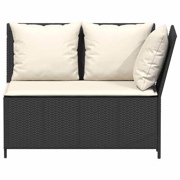 Grote foto vidaxl 3 delige loungeset met kussens poly rattan zwart tuin en terras tuinmeubelen