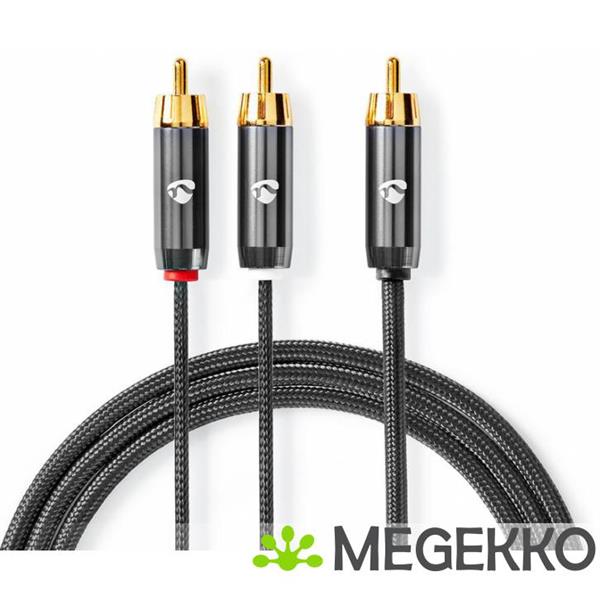 Grote foto subwoofer cable rca male 2x rca male 3 0 m gun metal grey gevlochten computers en software overige computers en software