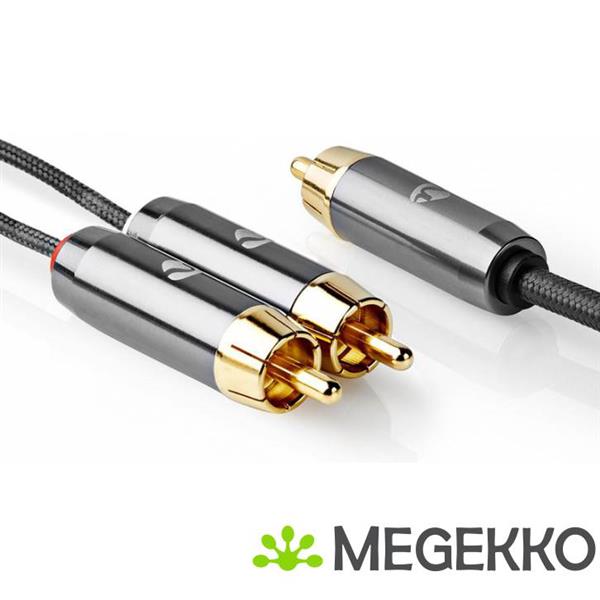 Grote foto subwoofer cable rca male 2x rca male 3 0 m gun metal grey gevlochten computers en software overige computers en software