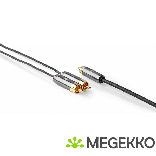 Grote foto subwoofer cable rca male 2x rca male 3 0 m gun metal grey gevlochten computers en software overige computers en software