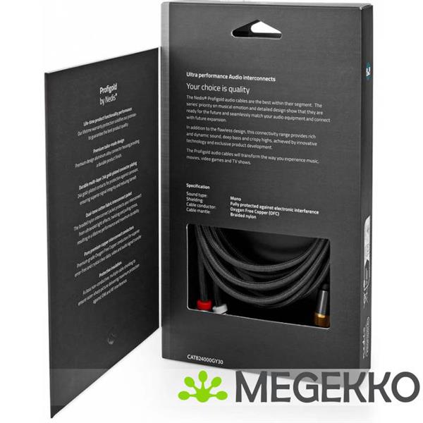 Grote foto subwoofer cable rca male 2x rca male 3 0 m gun metal grey gevlochten computers en software overige computers en software