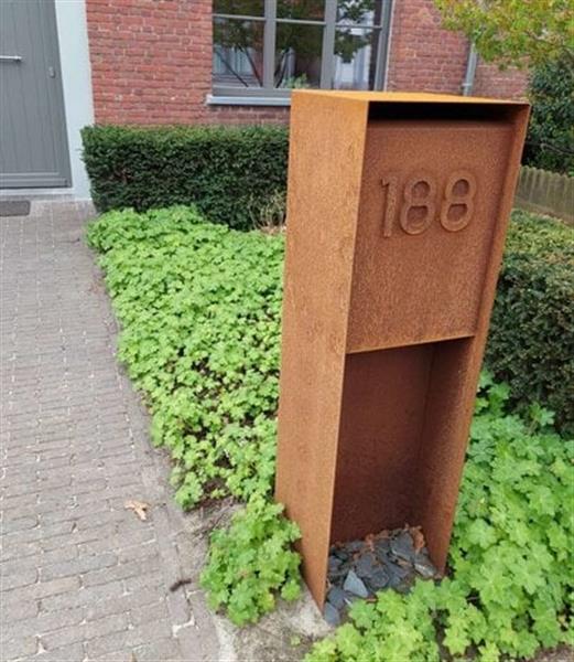Grote foto cortenstaal brievenbus tuin en terras brievenbussen