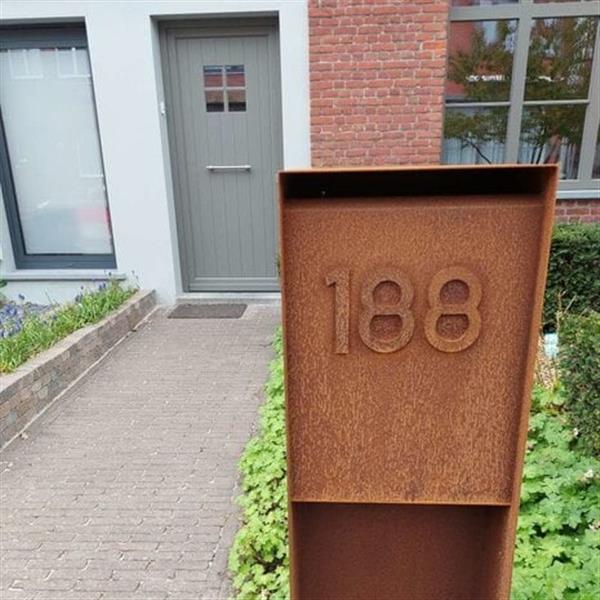 Grote foto cortenstaal brievenbus tuin en terras brievenbussen