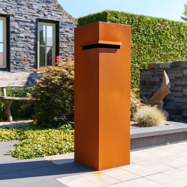 Grote foto cortenstaal brievenbus tuin en terras brievenbussen