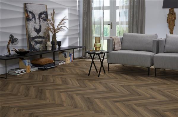Grote foto yup herringbone dryback warm brown doe het zelf en verbouw tegels