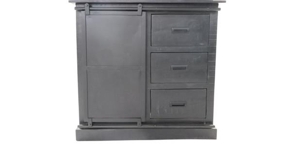 Grote foto vitrinekast melbourne 2 deur 3 lades 95x45x195 zwart mangohout metaal huis en inrichting eettafels