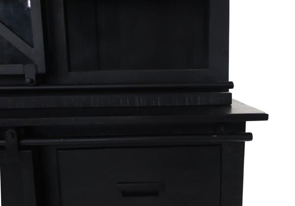 Grote foto vitrinekast melbourne 2 deur 3 lades 95x45x195 zwart mangohout metaal huis en inrichting eettafels