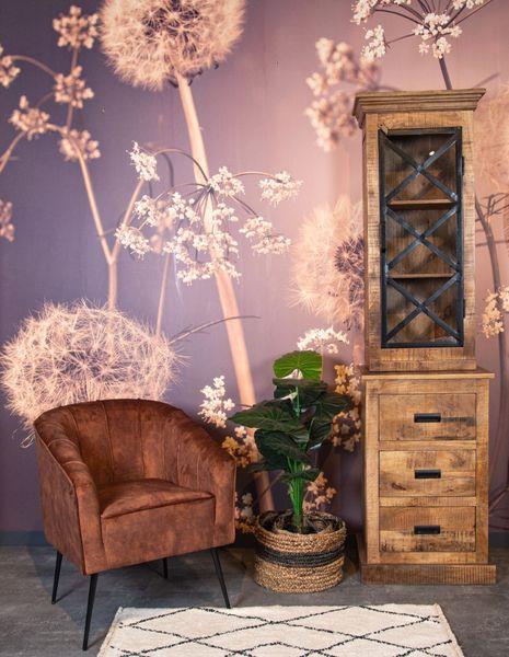 Grote foto vitrinekast melbourne 2 deur 3 la 95x45x195 mangohout zwart metaal huis en inrichting eettafels