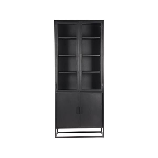 Grote foto hoge vitrinekast level 80x40x190 cm zwart metaal bestseller huis en inrichting eettafels