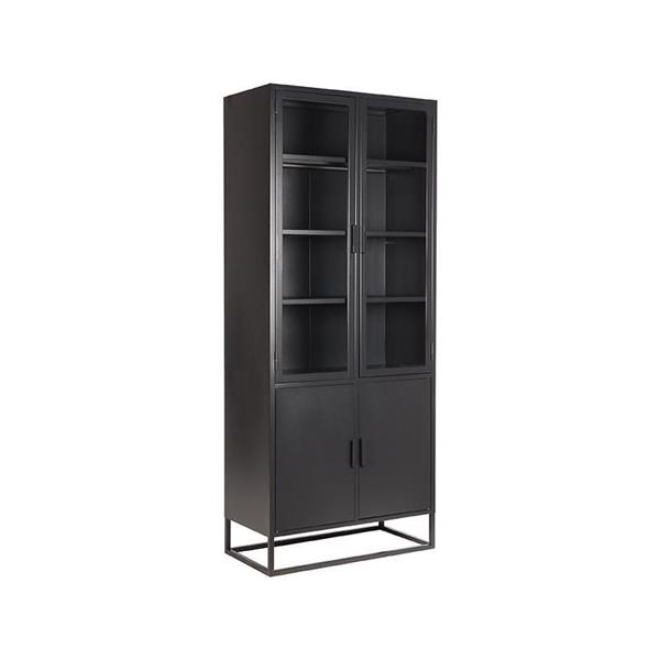 Grote foto hoge vitrinekast level 80x40x190 cm zwart metaal bestseller huis en inrichting eettafels