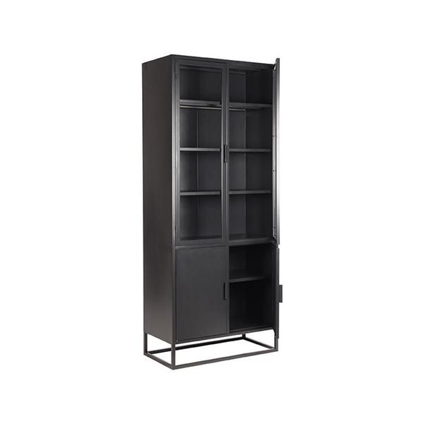 Grote foto hoge vitrinekast level 80x40x190 cm zwart metaal bestseller huis en inrichting eettafels