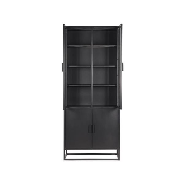 Grote foto hoge vitrinekast level 80x40x190 cm zwart metaal bestseller huis en inrichting eettafels