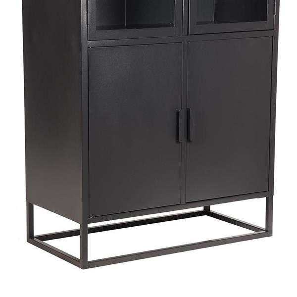 Grote foto hoge vitrinekast level 80x40x190 cm zwart metaal bestseller huis en inrichting eettafels