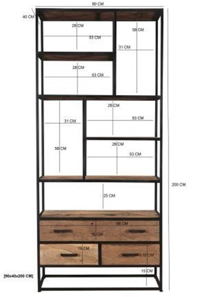 Grote foto boekenkast dakota 90 cm huis en inrichting eettafels