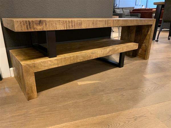 Grote foto tv meubel kelly 140 cm naturel mangohout verlengbaar verwacht vanaf week 22 huis en inrichting eettafels