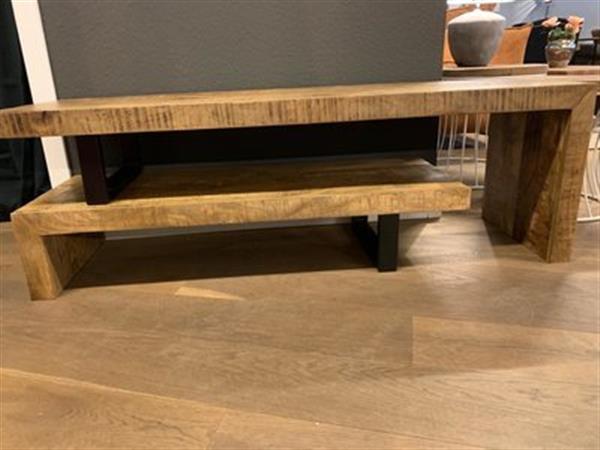 Grote foto tv meubel kelly 140 cm naturel mangohout verlengbaar verwacht vanaf week 22 huis en inrichting eettafels