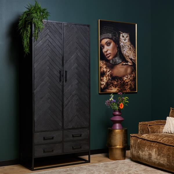 Grote foto kabinet new york zwart visgraat 90x200x45 cm huis en inrichting eettafels