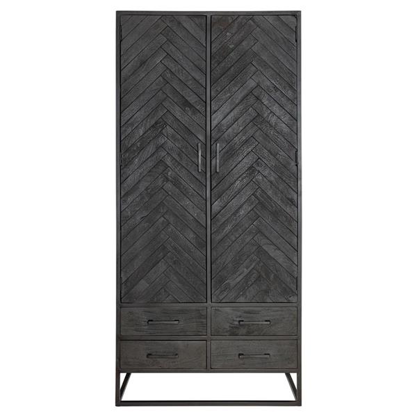 Grote foto kabinet new york zwart visgraat 90x200x45 cm huis en inrichting eettafels