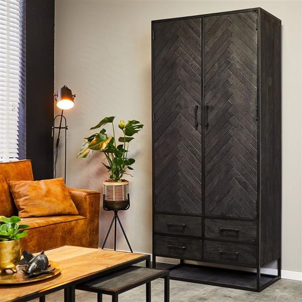 Grote foto kabinet new york zwart visgraat 90x200x45 cm huis en inrichting eettafels