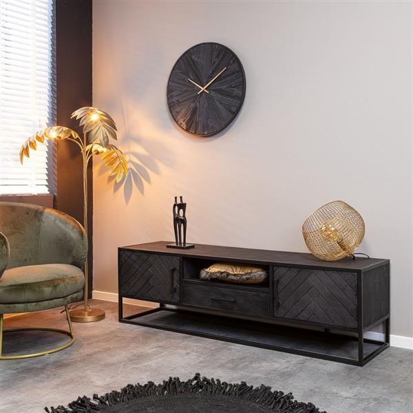 Grote foto tv meubel new york zwart visgraat 165x50x45 cm huis en inrichting eettafels