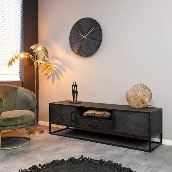Grote foto tv meubel new york zwart visgraat 165x50x45 cm huis en inrichting eettafels