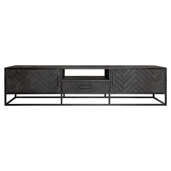 Grote foto tv meubel new york zwart visgraat 210x50x45 cm huis en inrichting eettafels