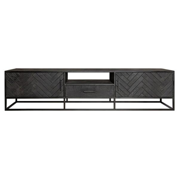 Grote foto tv meubel new york zwart visgraat 210x50x45 cm huis en inrichting eettafels