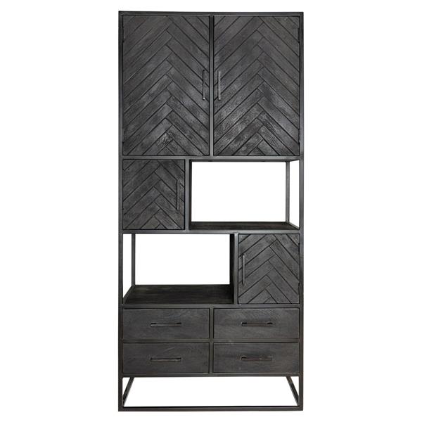 Grote foto vakkenkast marbella zwart visgraat 90x200x45 cm huis en inrichting eettafels