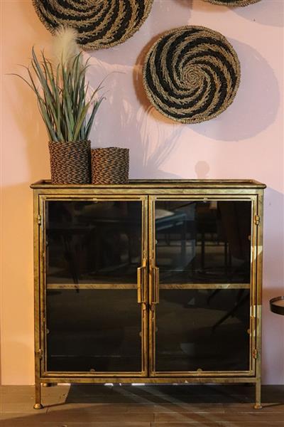 Grote foto vitrinekast fletcher laag goud metaal glas huis en inrichting eettafels