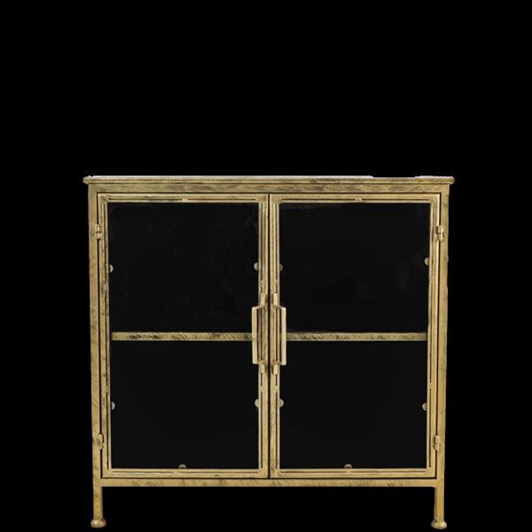 Grote foto vitrinekast fletcher laag goud metaal glas huis en inrichting eettafels